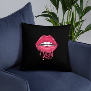 'I Love You Lips & Unicorn' Basic Pillow