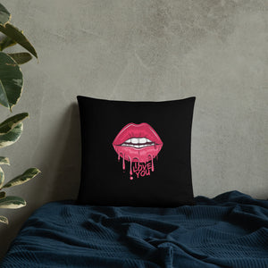 'I Love You Lips & Unicorn' Basic Pillow