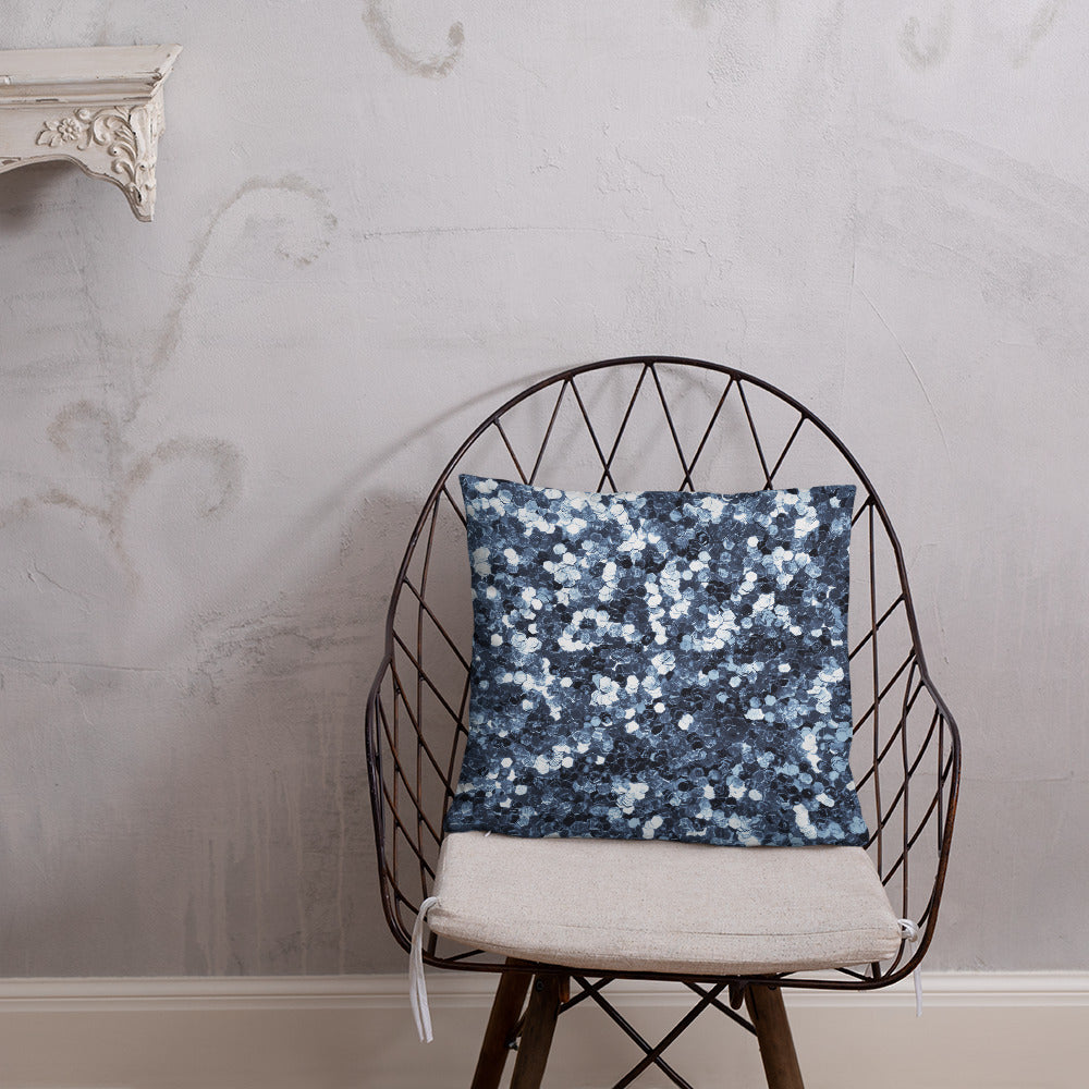 'Blue Glitter Confetti Print' Basic Pillow