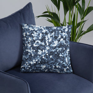 'Blue Glitter Confetti Print' Basic Pillow