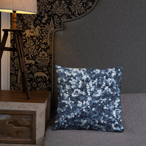 'Blue Glitter Confetti Print' Basic Pillow