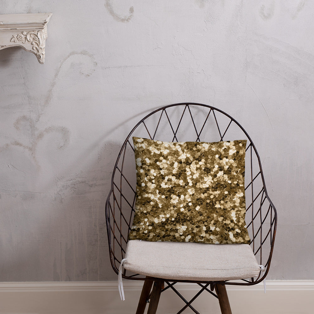 'Gold Glitter Confetti Print' Basic Pillow