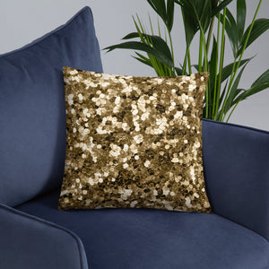 'Gold Glitter Confetti Print' Basic Pillow