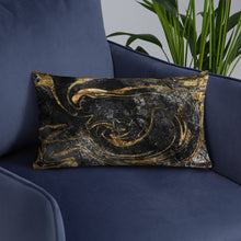 Load image into Gallery viewer, &#39;Black &amp; Gold Marble Swirl&#39; Basic Pillow
