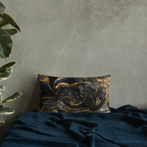 'Black & Gold Marble Swirl' Basic Pillow