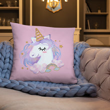 Load image into Gallery viewer, &#39;You Make Me Smile Unicorn Crown&#39; Basic Pillow
