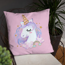 Load image into Gallery viewer, &#39;You Make Me Smile Unicorn Crown&#39; Basic Pillow
