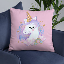 Load image into Gallery viewer, &#39;You Make Me Smile Unicorn Crown&#39; Basic Pillow
