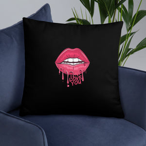 'I Love You Lips & Unicorn' Basic Pillow