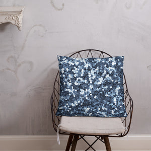 'Blue Glitter Confetti Print' Basic Pillow