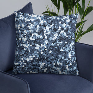 'Blue Glitter Confetti Print' Basic Pillow