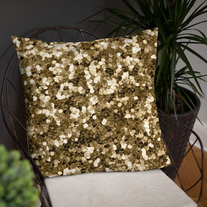 'Gold Glitter Confetti Print' Basic Pillow