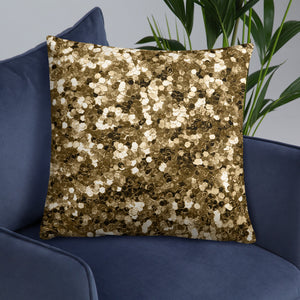 'Gold Glitter Confetti Print' Basic Pillow