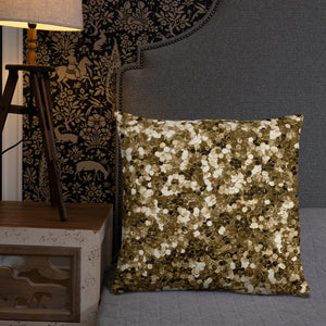 'Gold Glitter Confetti Print' Basic Pillow