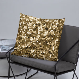 'Gold Glitter Confetti Print' Basic Pillow