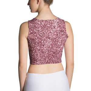 'Pink Sparkle Glitter Print' Crop Top