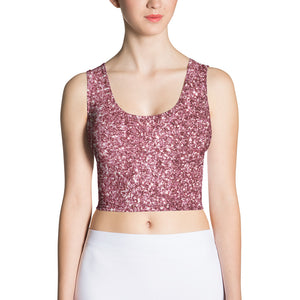 'Pink Sparkle Glitter Print' Crop Top