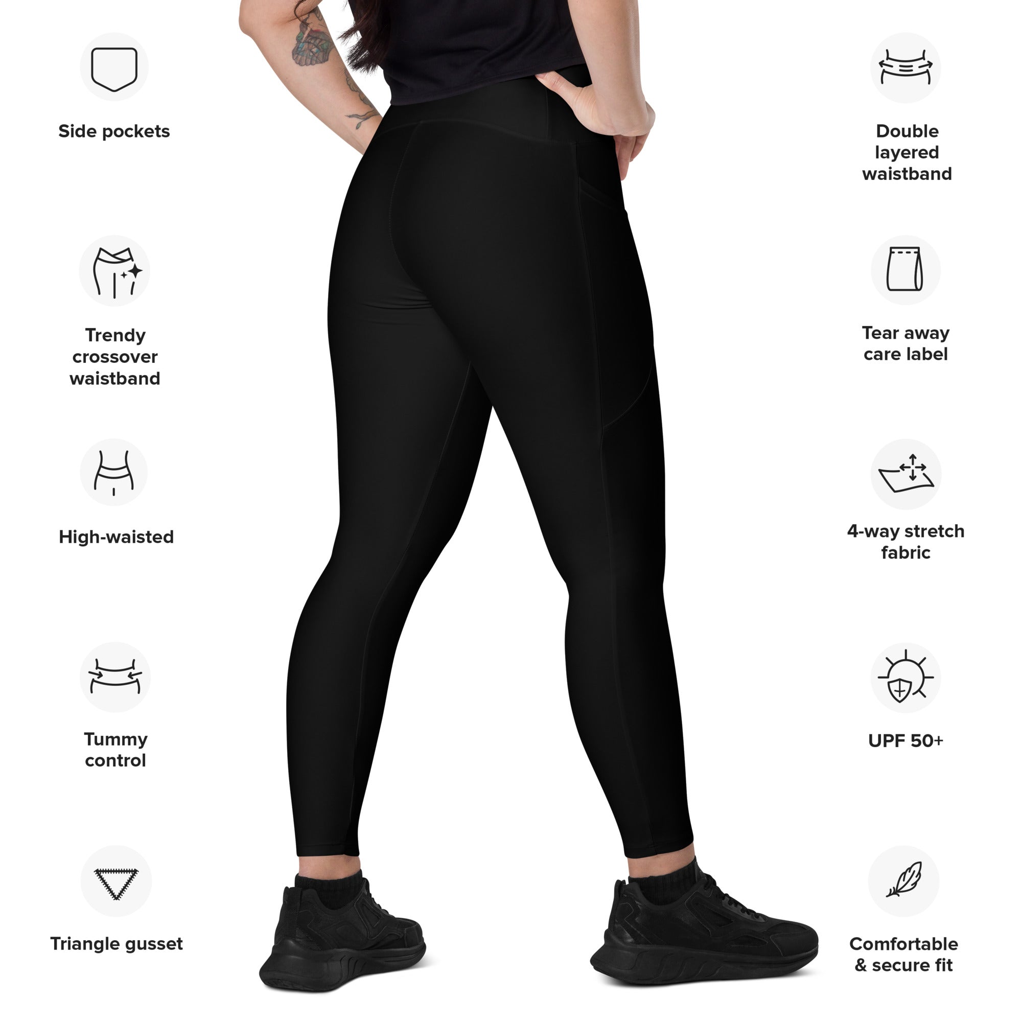 Blackout All Black Crossover Leggings With Pockets – Lulu's Luxuries