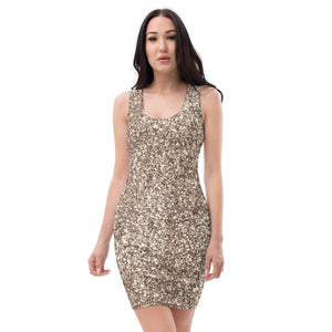 'Gold Glitter Print Bodycon' Sublimation Cut & Sew Dress