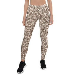 'Gold Glitter Print' Adult Leggings