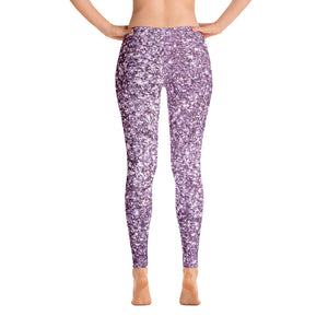 'Purple Sparkle Glitter Print' Adult Leggings