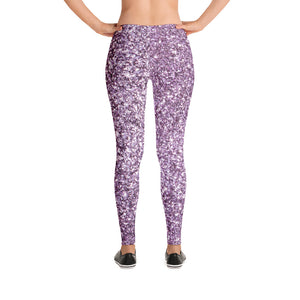 'Purple Sparkle Glitter Print' Adult Leggings