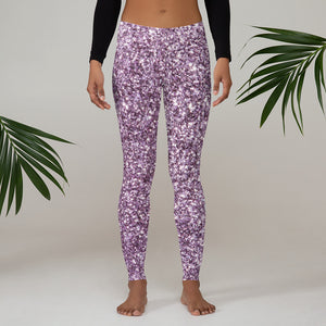 'Purple Sparkle Glitter Print' Adult Leggings