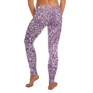 'Purple Sparkle Glitter Print' Adult Leggings