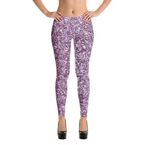 'Purple Sparkle Glitter Print' Adult Leggings