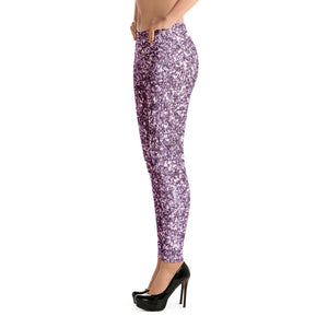 'Purple Sparkle Glitter Print' Adult Leggings