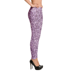 'Purple Sparkle Glitter Print' Adult Leggings