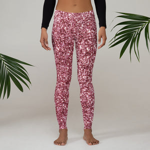 'Pink Glitter Sparkle Print' Adult Leggings