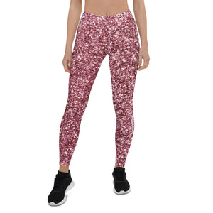 'Pink Glitter Sparkle Print' Adult Leggings