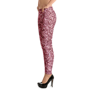 'Pink Glitter Sparkle Print' Adult Leggings