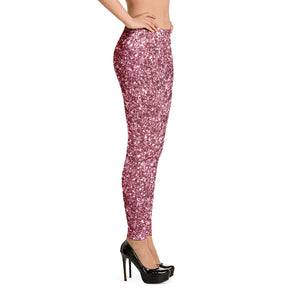 'Pink Glitter Sparkle Print' Adult Leggings