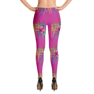 'Pretty in Pink Hibiscus Flower' Adult Leggings