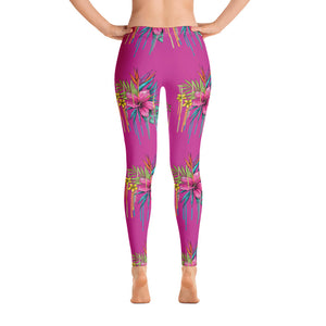 'Pretty in Pink Hibiscus Flower' Adult Leggings