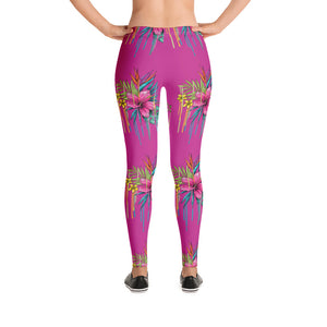 'Pretty in Pink Hibiscus Flower' Adult Leggings