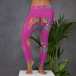 'Pretty in Pink Hibiscus Flower' Adult Leggings