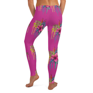 'Pretty in Pink Hibiscus Flower' Adult Leggings