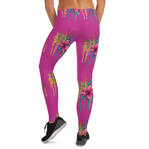 'Pretty in Pink Hibiscus Flower' Adult Leggings