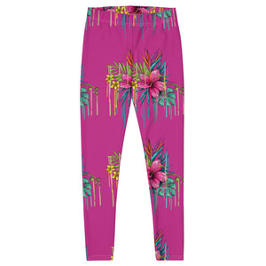 'Pretty in Pink Hibiscus Flower' Adult Leggings