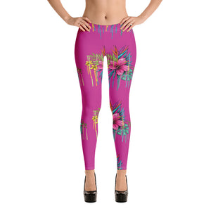 'Pretty in Pink Hibiscus Flower' Adult Leggings