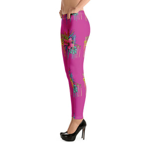 'Pretty in Pink Hibiscus Flower' Adult Leggings