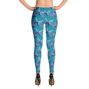 'Aqua Butterfly' Adult Leggings