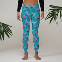 Load image into Gallery viewer, &#39;Aqua Butterfly&#39; Adult Leggings
