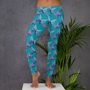 'Aqua Butterfly' Adult Leggings