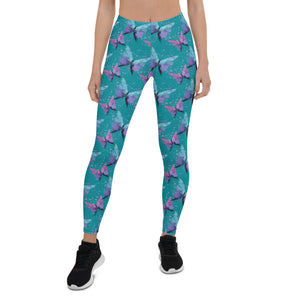 'Aqua Butterfly' Adult Leggings