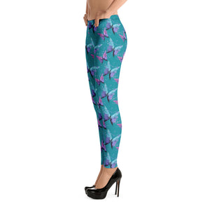 'Aqua Butterfly' Adult Leggings