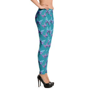 'Aqua Butterfly' Adult Leggings